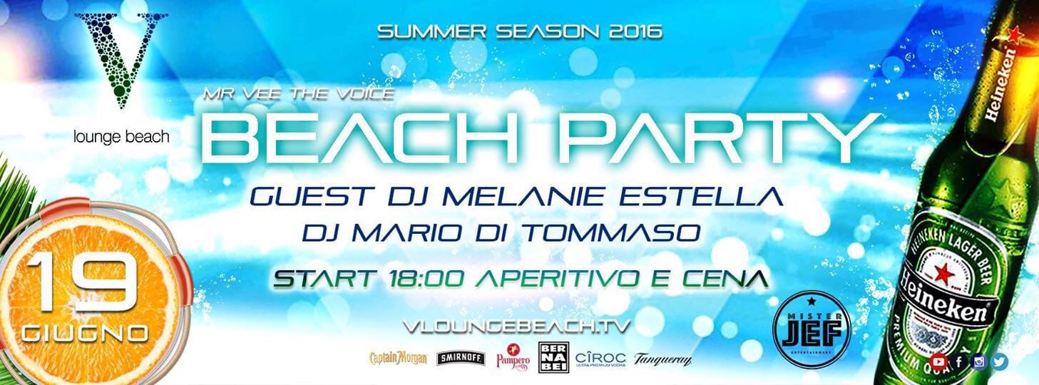 V Lounge Beach Party domenica 18 giugno
