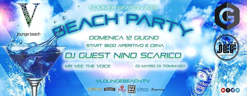V Lounge Beach Party Domenica