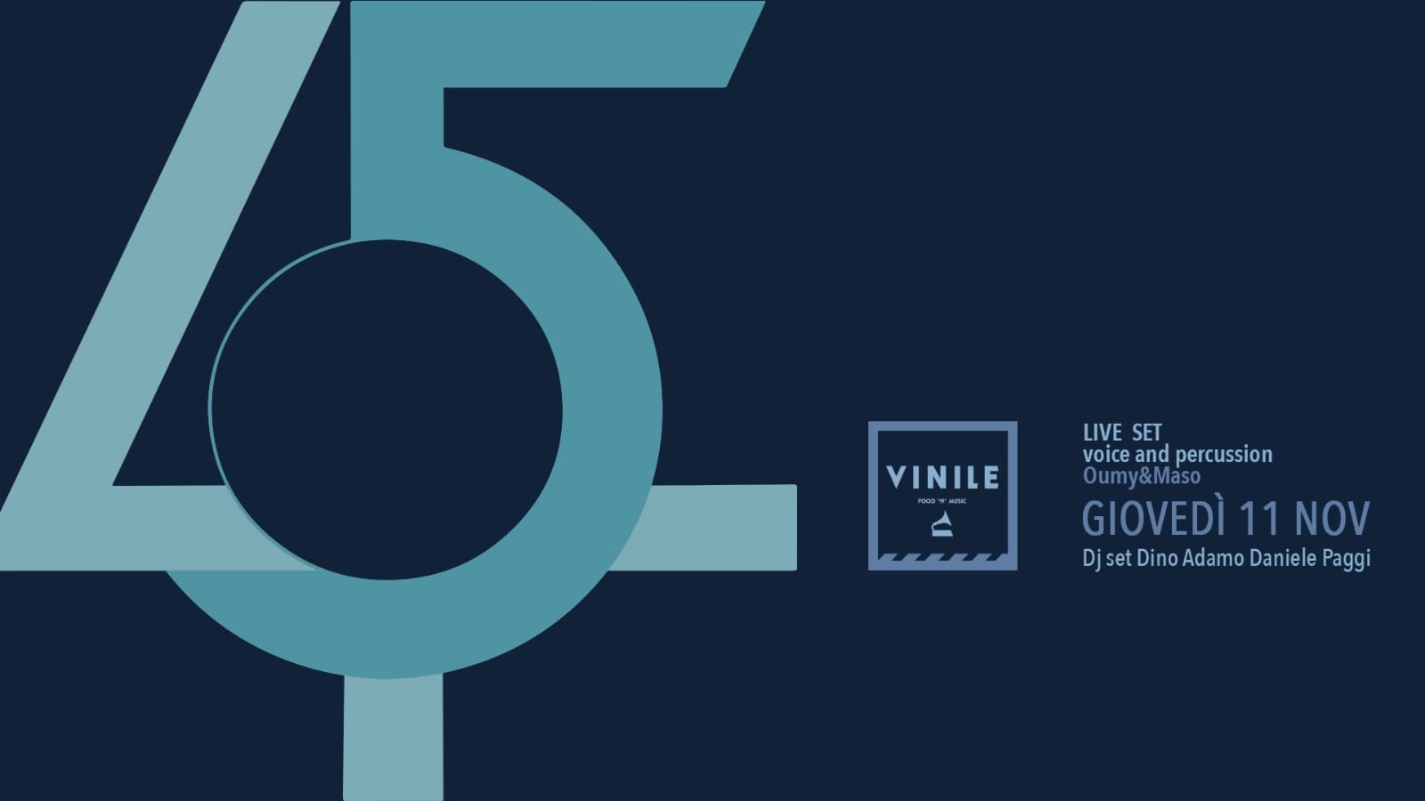 VINILE ROMA GIOVEDI' 11 NOVEMBRE 2021 LIVE SET & PERCUSSION _