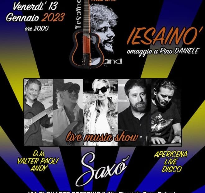 Saxò venerdì 13 gennaio 2023 Apericena Live Djset