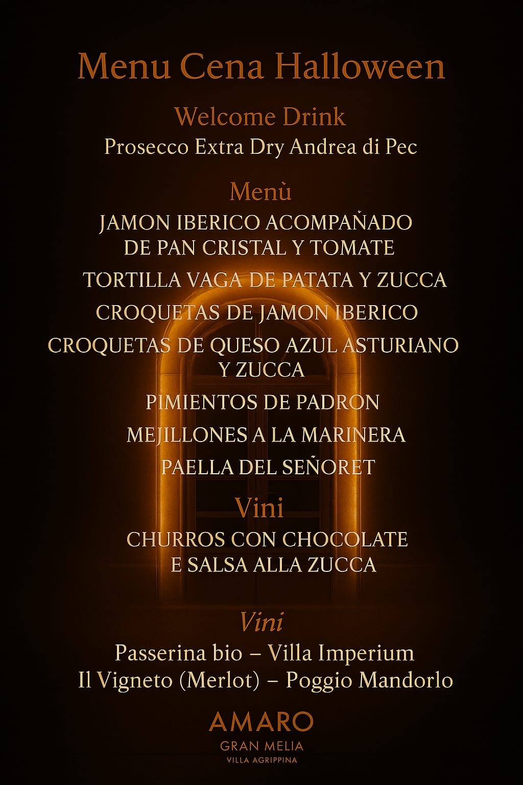 Menù Halloween Gran Melià Hotel Gianicolo