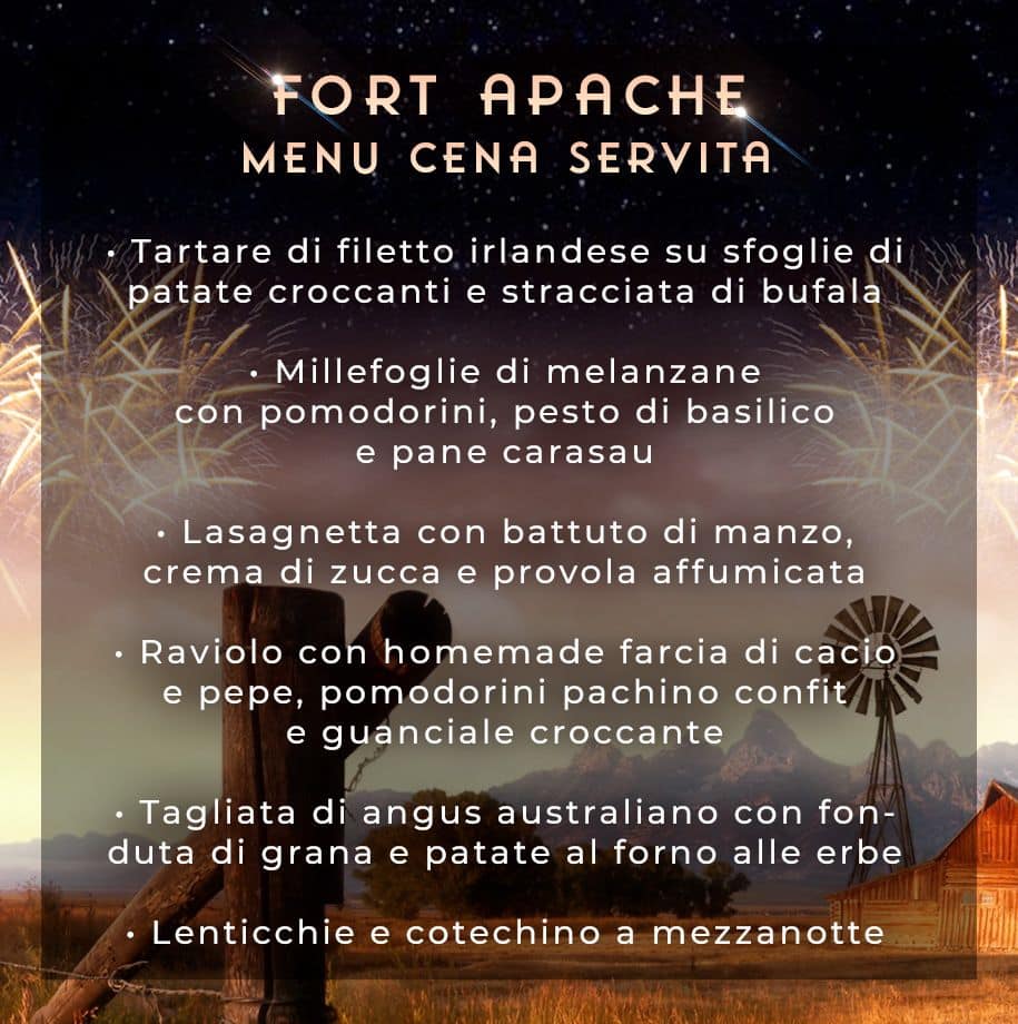 Menu Fort Apache cena servita