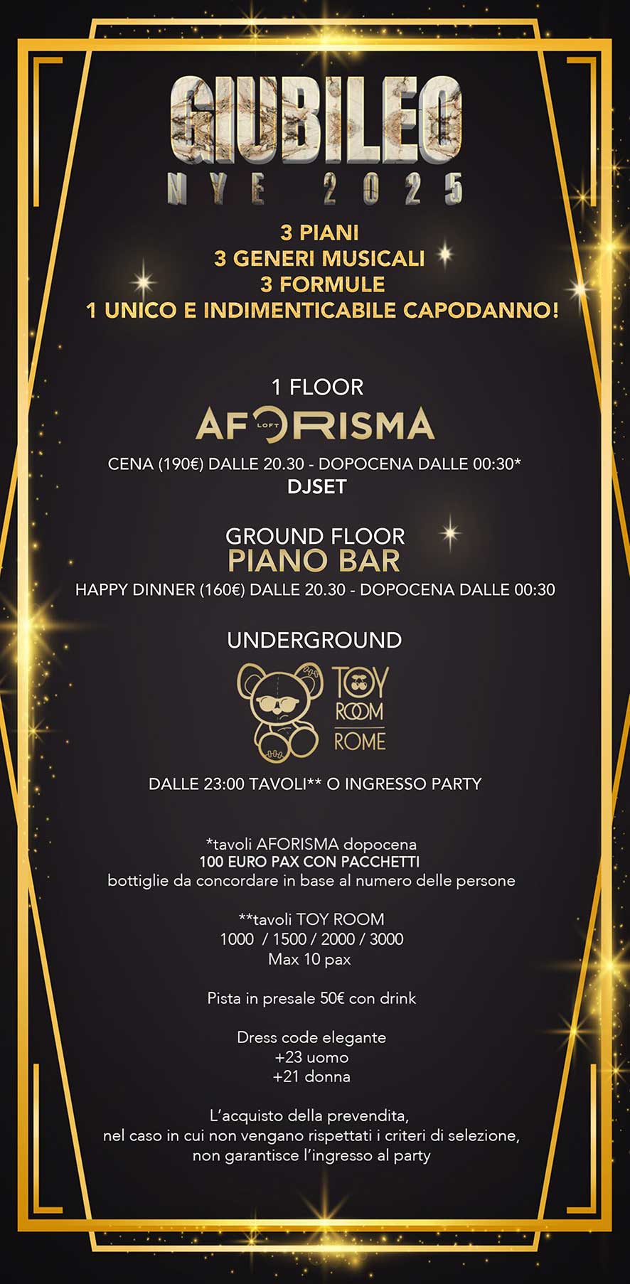 Info e prezzi del Capodanno all'Aforisma e al Toy Room, edizione precedente