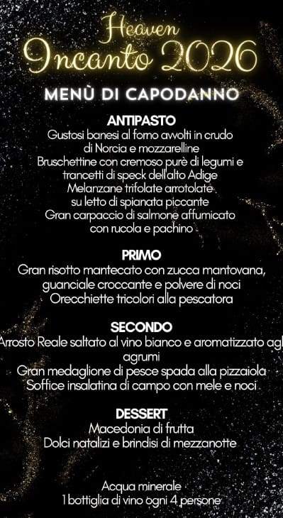menù capodanno 2026 discoteca heaven roma