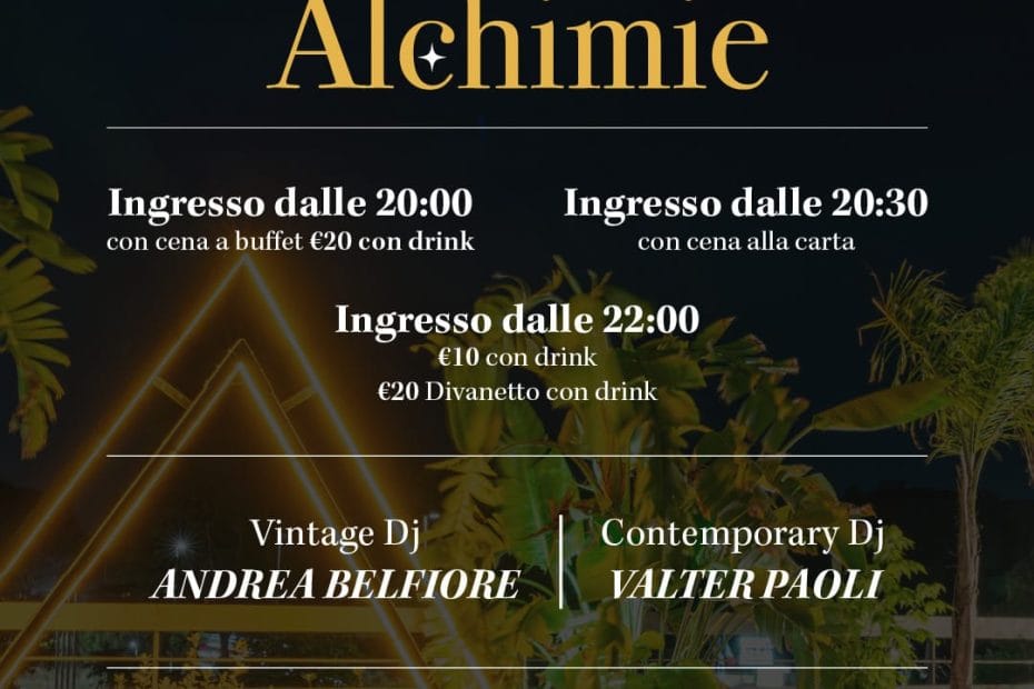 Venerdi 5 luglio 2024 Salotto delle Alchimie