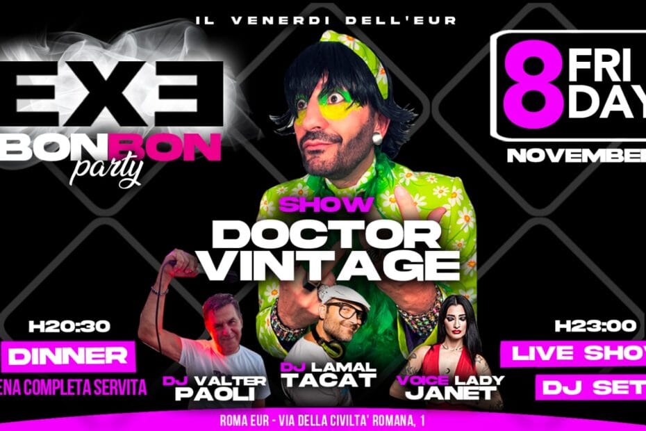 flyer venerdì 8 novembre 2024 exe roma vintage