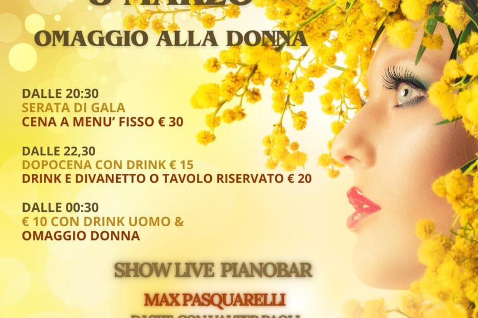 flyer Festa della Donna ristorante l'invito Formello 8 Marzo 2025