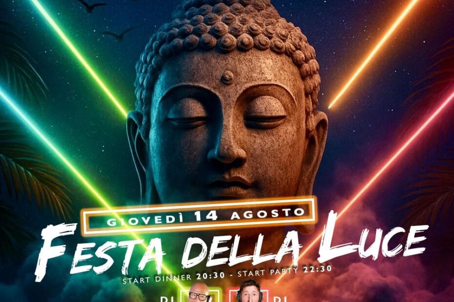 flyer festa della luce tibidabo ostia giovedì 14 agosto 2025