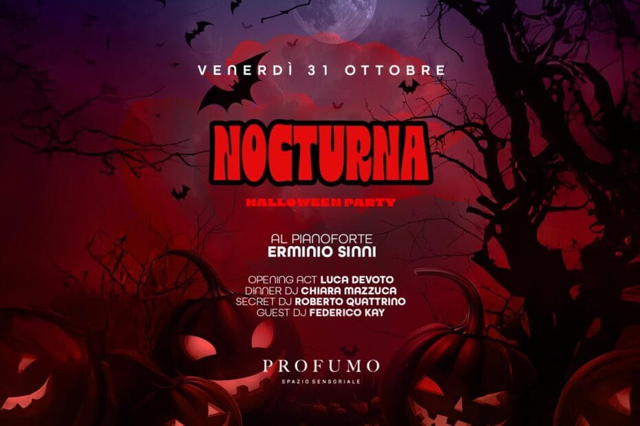 flyer della serata di halloween 2025 da profumo spazio sensoriale