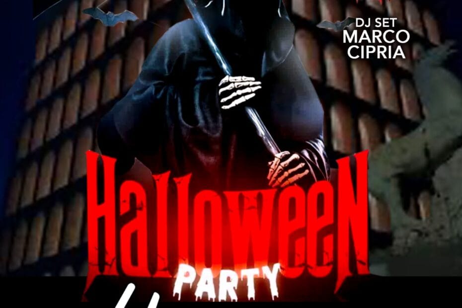 flyer della serata di halloween 2025 discoteca exe roma eur