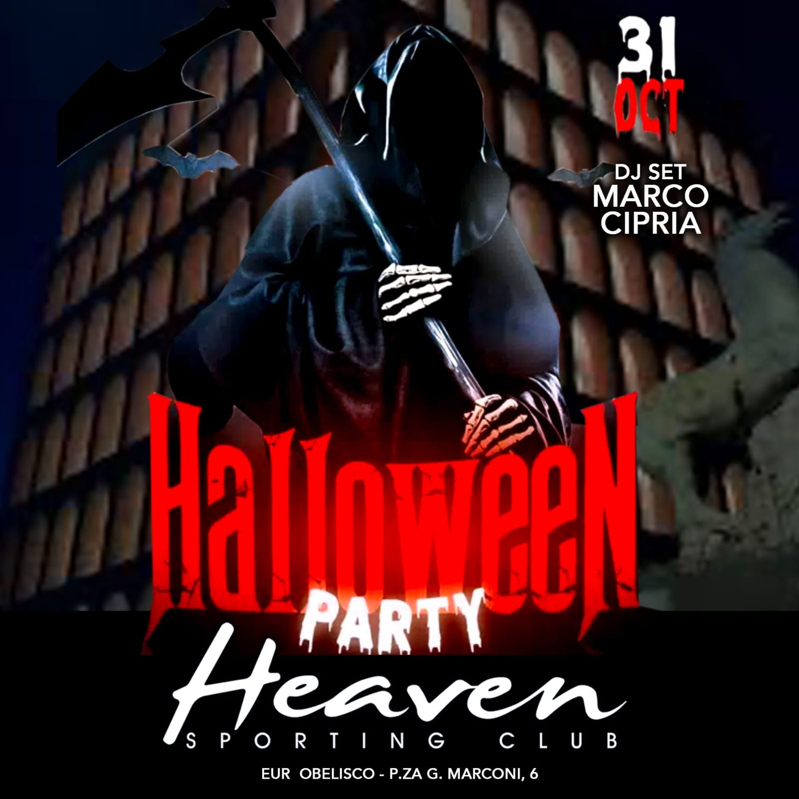 Discoteca Exe Roma allestita per la festa di Halloween
