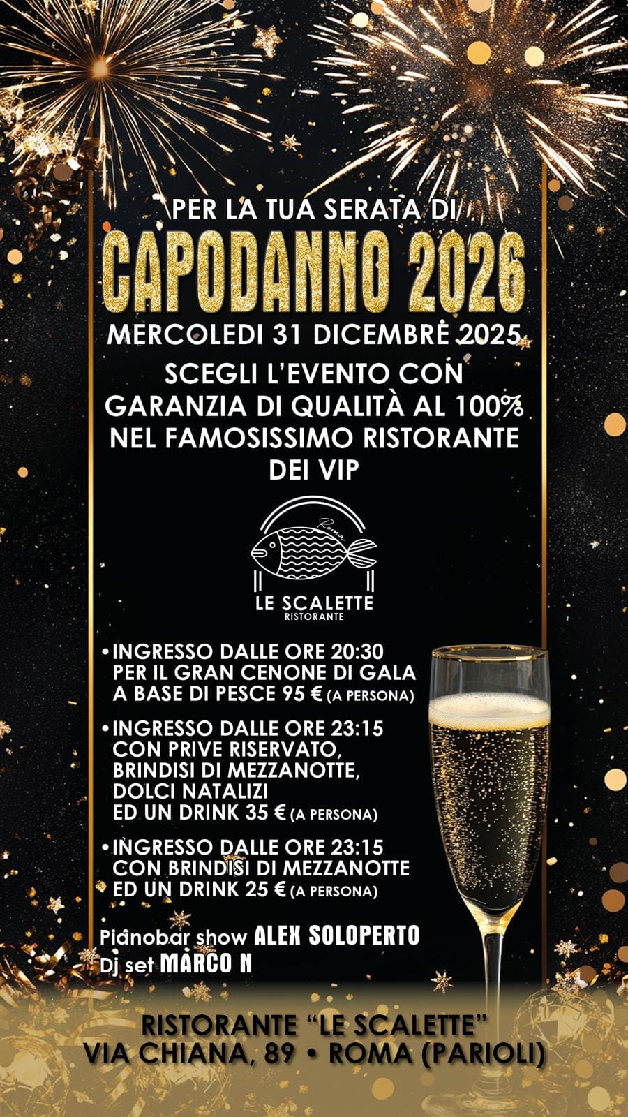 flye di capodanno al ristorante le scalette in zona Paiorli Roma