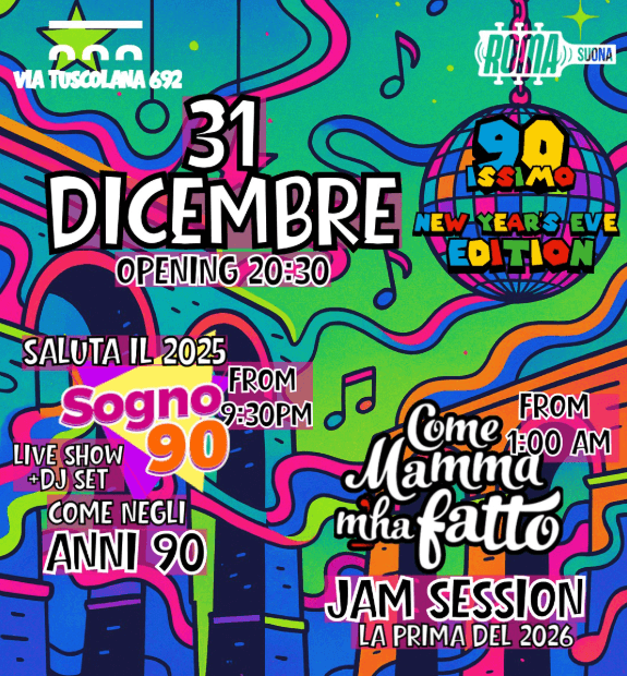flyer di capodanno 2026 come mamma m'ha fatto al 692 garden roma