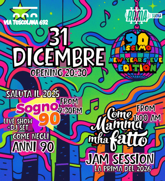 flyer di capodanno 2026 come mamma m'ha fatto al 692 garden roma