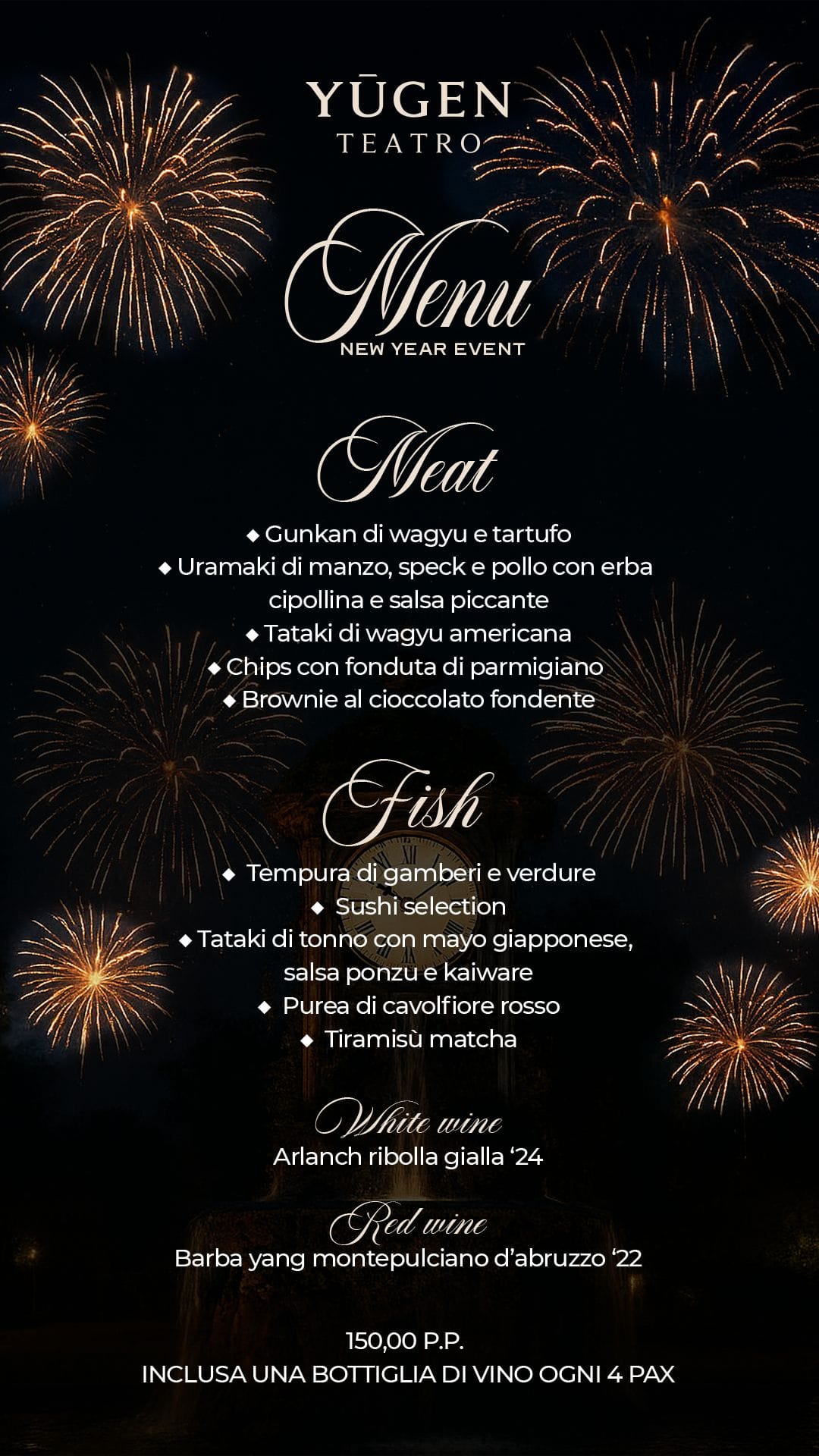 menù cena capodanno art cafè 150€