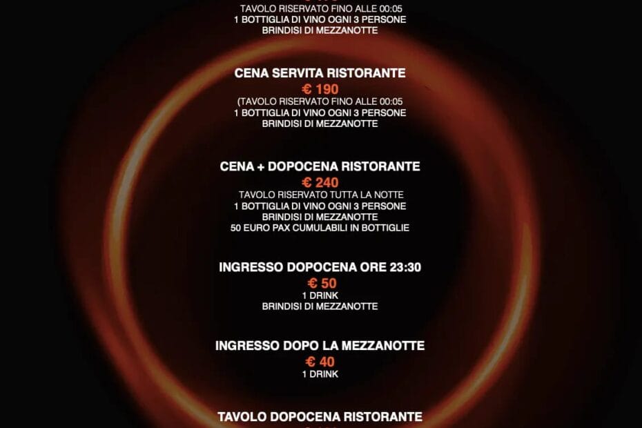 prezzi capodanno the circle