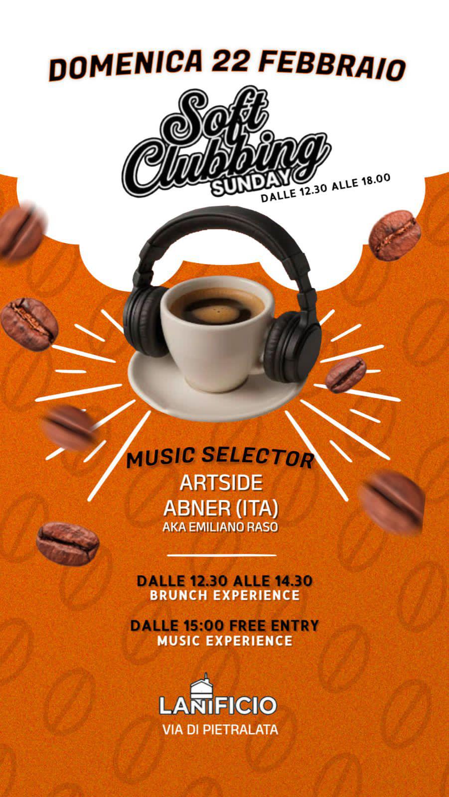 Flyer Soft Clubbing Lanificio domenica 22 febbraio 2026