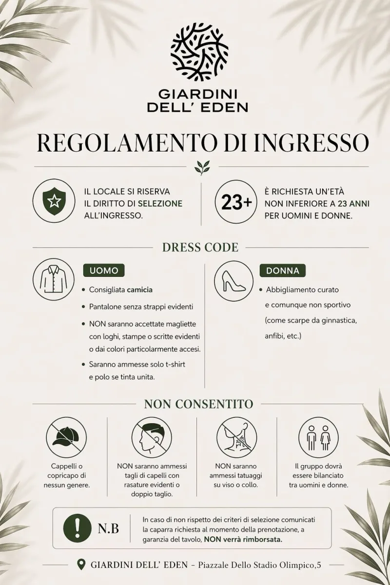 regolamento e dress code giardini dell'eden