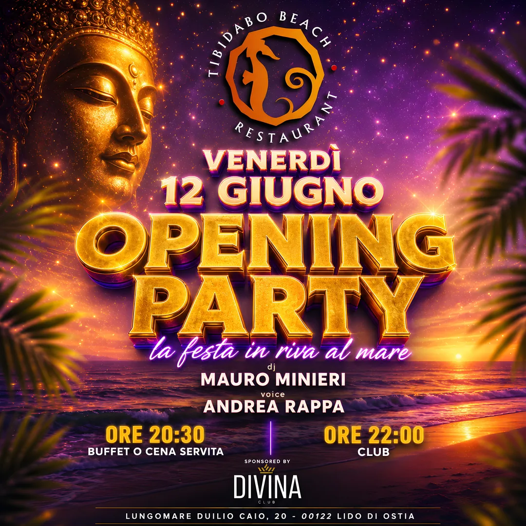 Locandina Opening Party Tibidabo Ostia — venerdì 12 giugno 2026