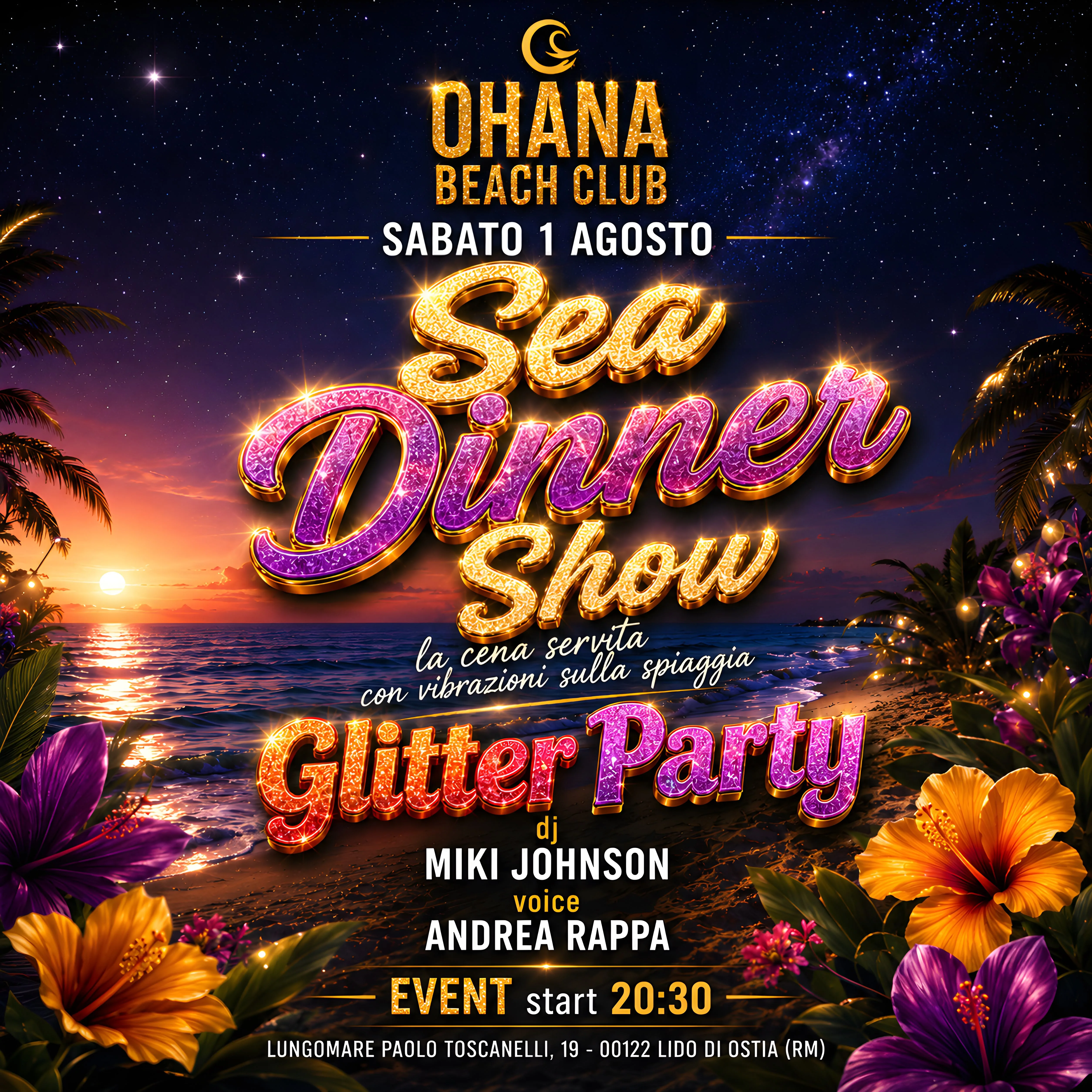 Flyer del sabato all'Ohana Beach Club di Ostia