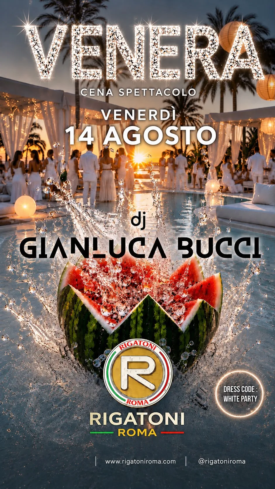 Flyer di Venerdì sera al Rigatoni Roma — Venera: Cena Spettacolo, Live Music e Disco
