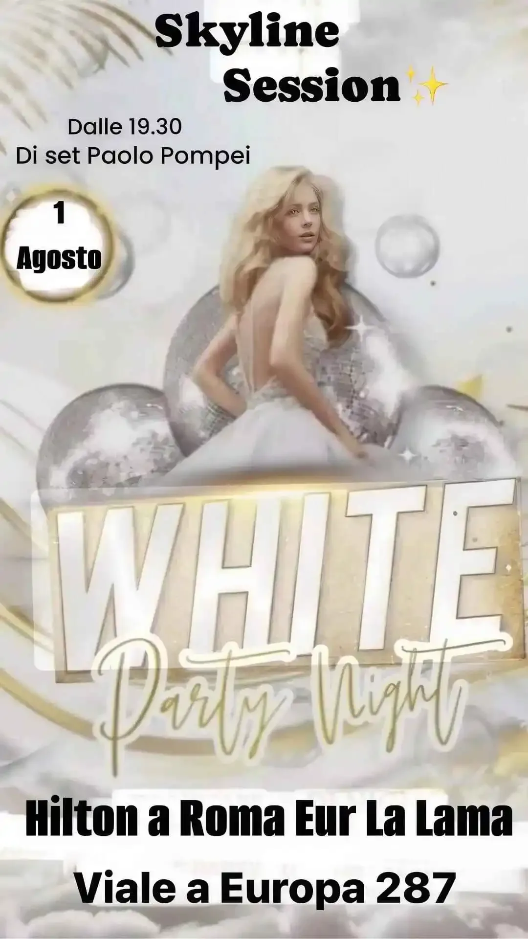 Flyer White Party — Skyline Session all'Hilton Rome Eur