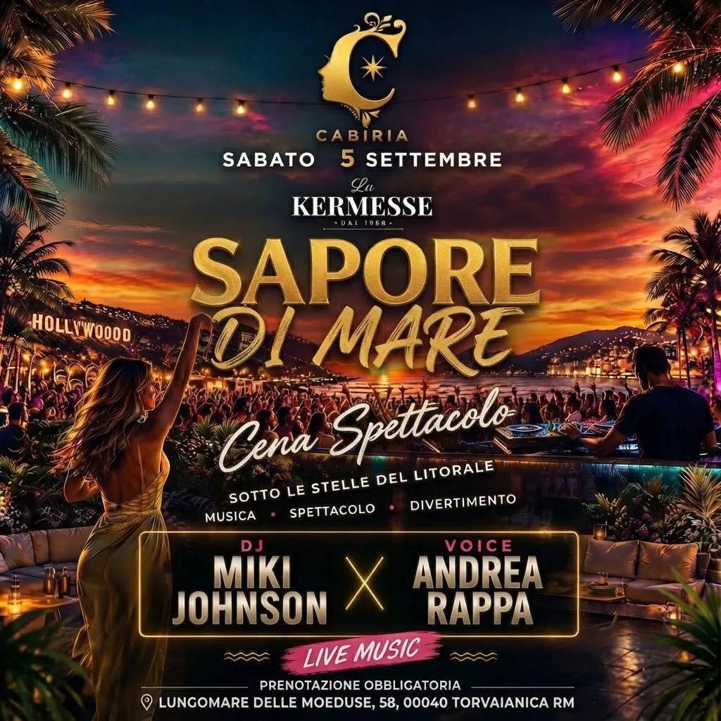 Sapore di Mare, cena spettacolo al Cabiria di Torvaianica, sabato 5 settembre 2026