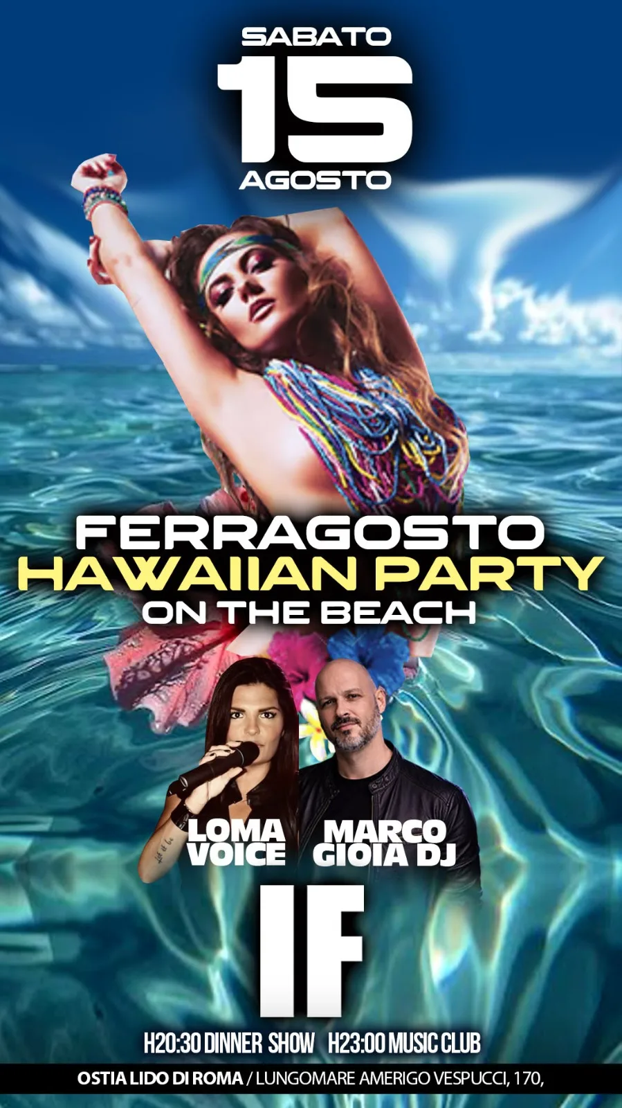Flyer di Ferragosto Hawaiian Party on the Beach