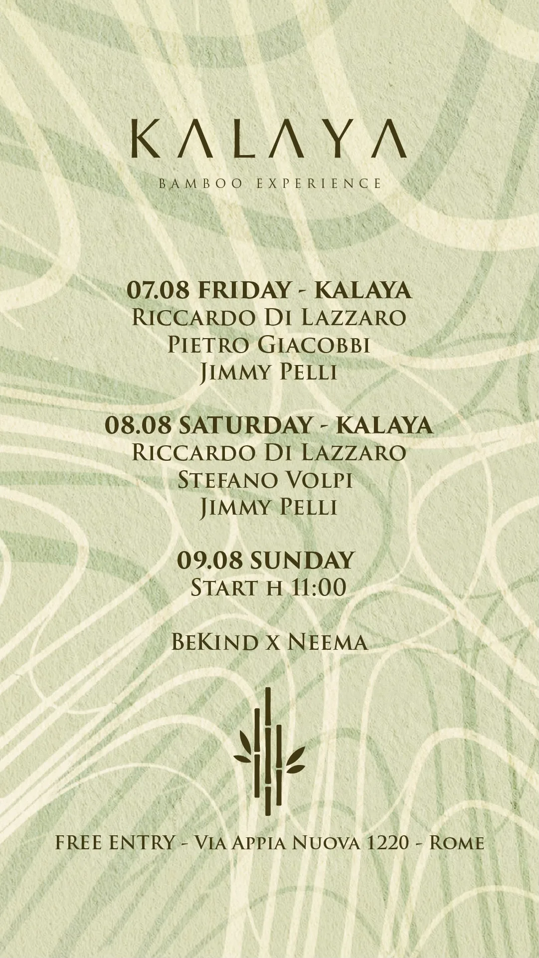 Venerdì 7 Agosto 2026 Kalaya Roma