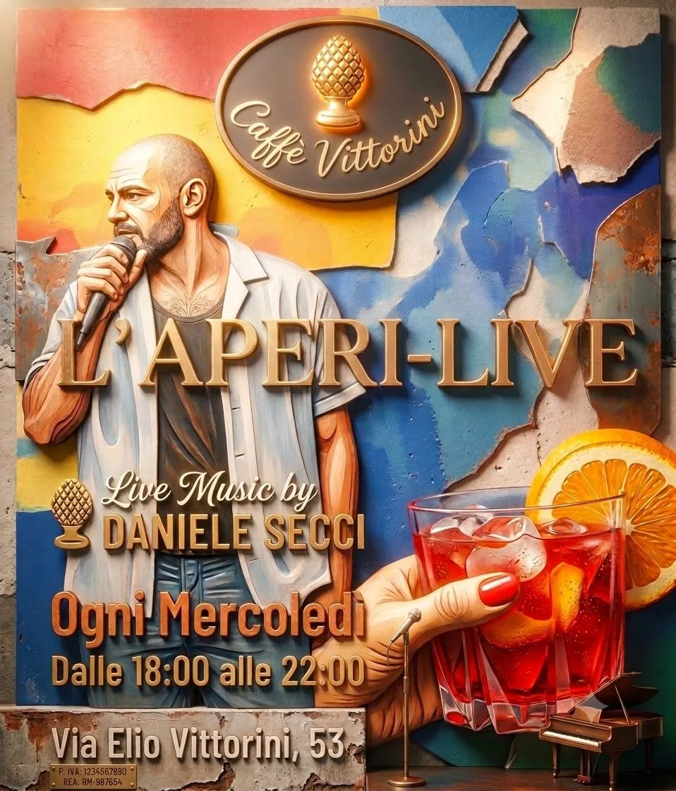 Flyer de L'Aperi-Live al Caffè Vittorini — mercoledì 30 settembre 2026, con Daniele Secci