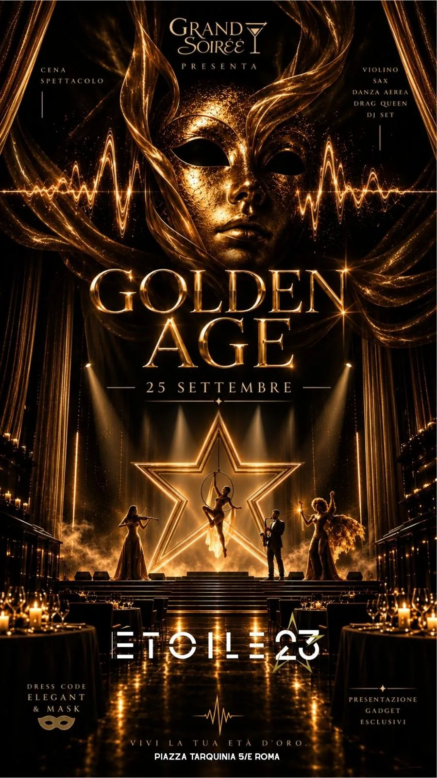 Flyer di Golden Age, opening di stagione all'Etoile 23 — 2026-09-25