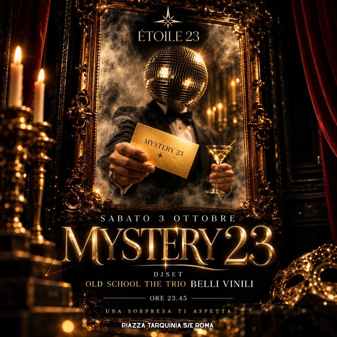 Flyer di Mystery 23, sabato 3 ottobre all'Etoile 23 — 2026-10-03