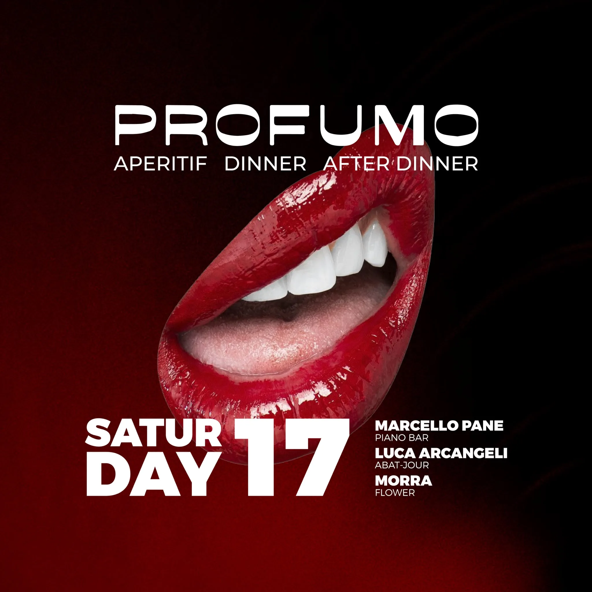 Flyer della serata di sabato 17 ottobre 2026 al Profumo Spazio Sensoriale