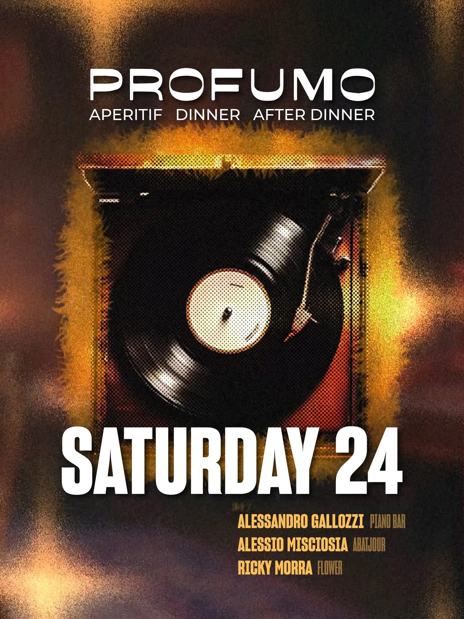 Flyer della serata di sabato 24 ottobre 2026 al Profumo Spazio Sensoriale