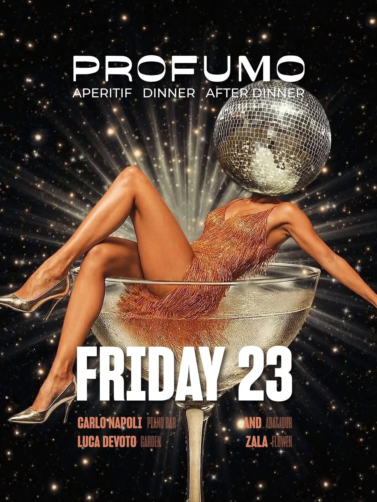 Flyer della serata di venerdì 23 ottobre 2026 al Profumo Spazio Sensoriale