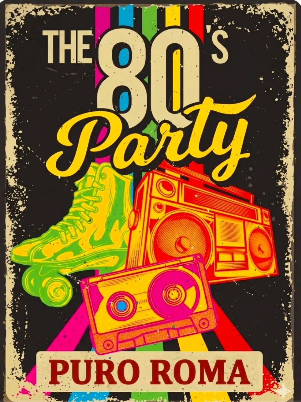 Puro Eur — flyer The 80's Party del venerdì